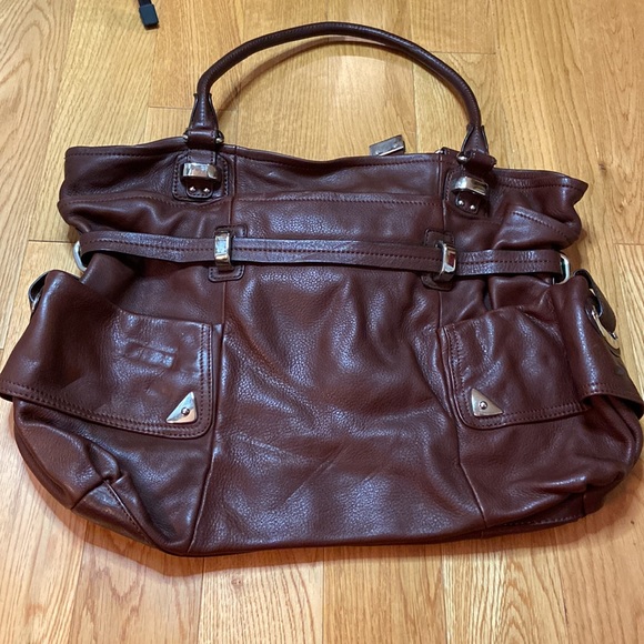 B MAKOWSKY Brown Genuine Leather Hand Bag Shoulder Satchel Bag Purse - Picture 3 of 13